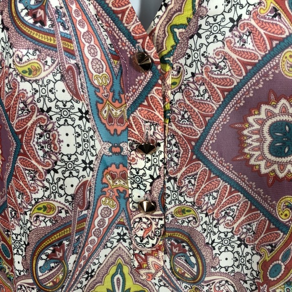 Mossimo pink paisley sheer blouse size medium - Picture 3 of 11